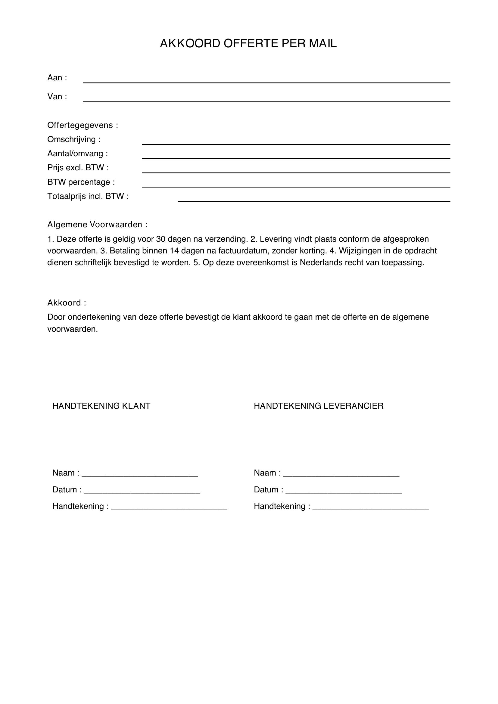 Akkoord Offerte Per Mail Voorbeeld