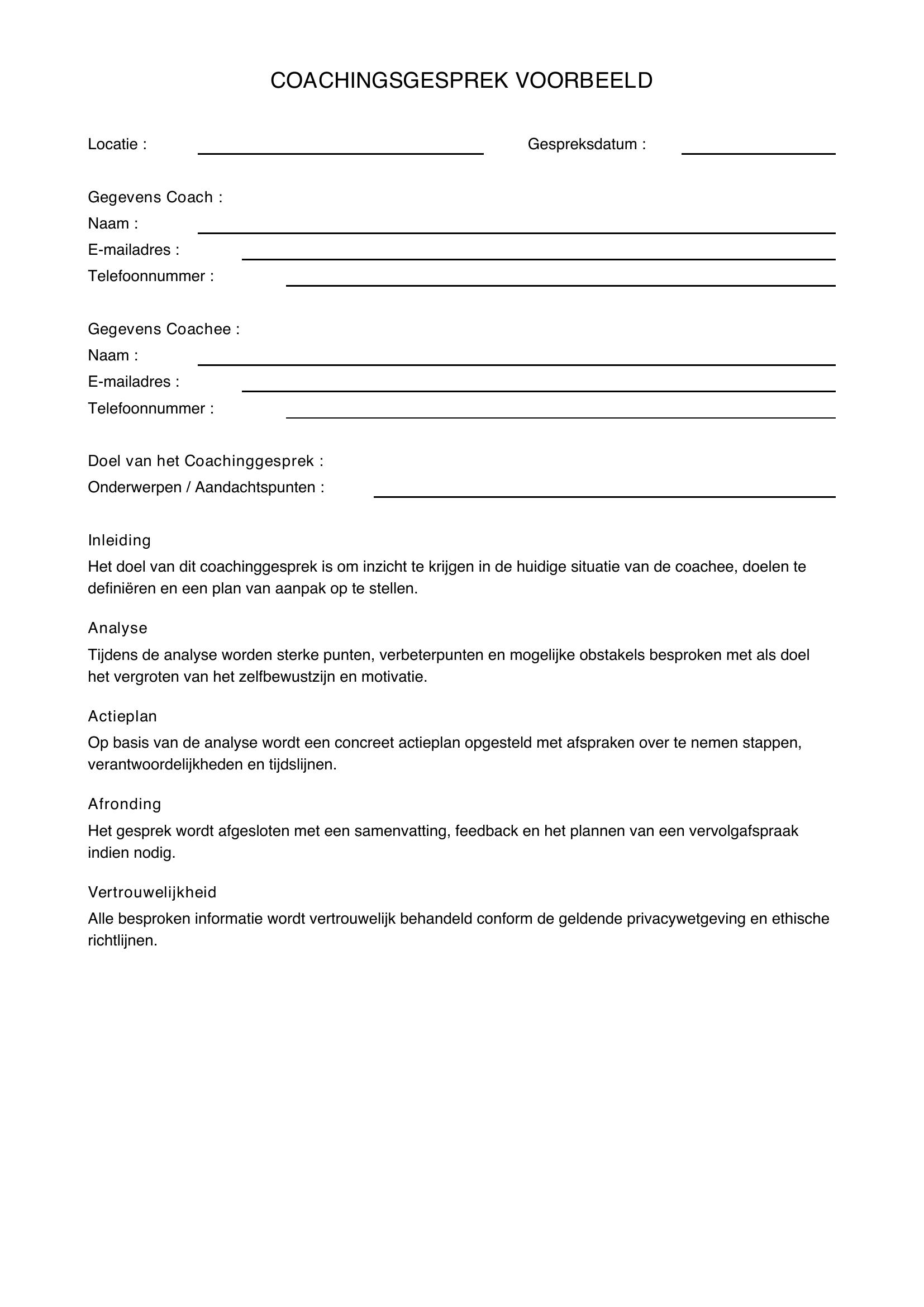 Coachingsgesprek Voorbeeld