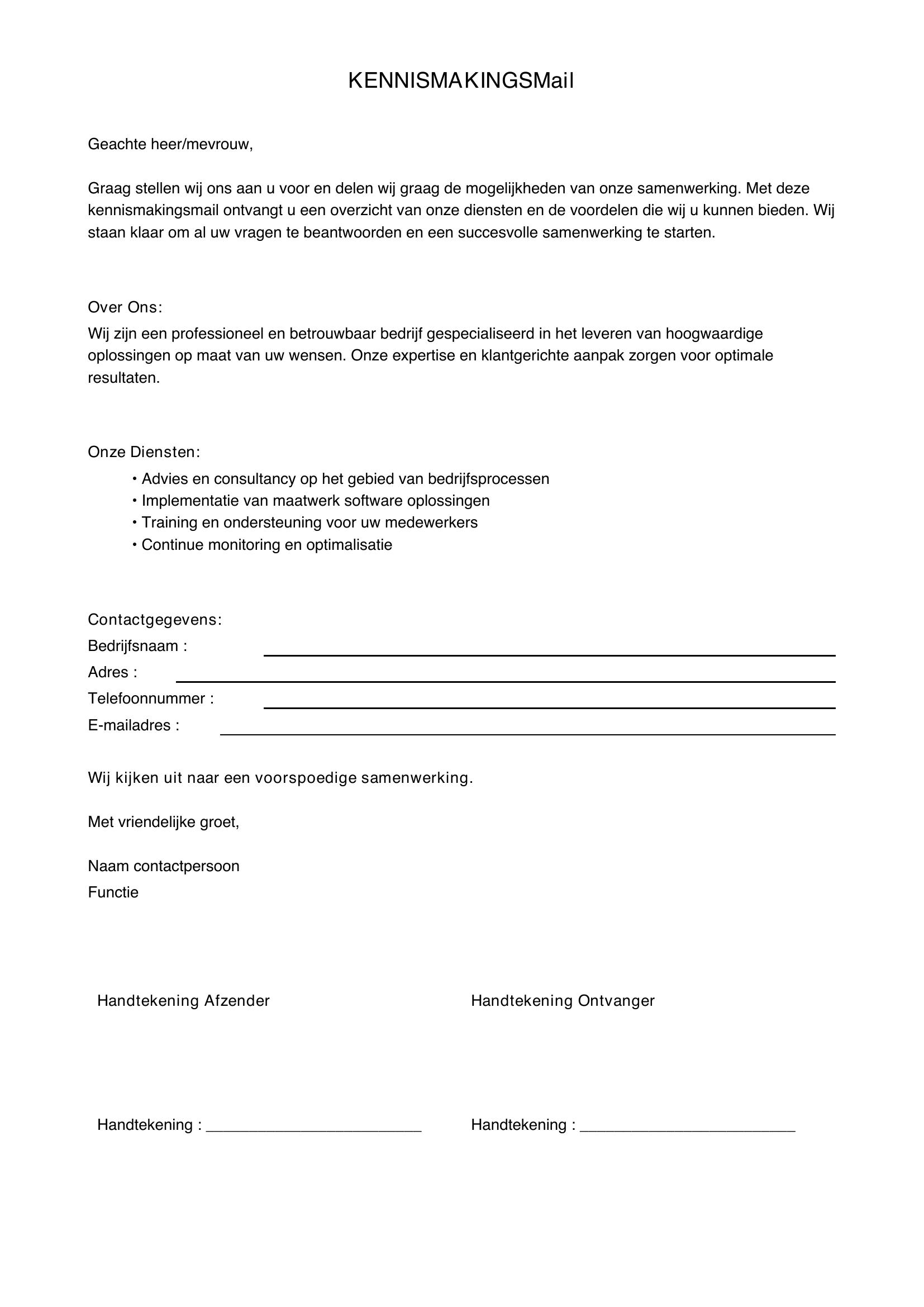 Kennismakingsmail