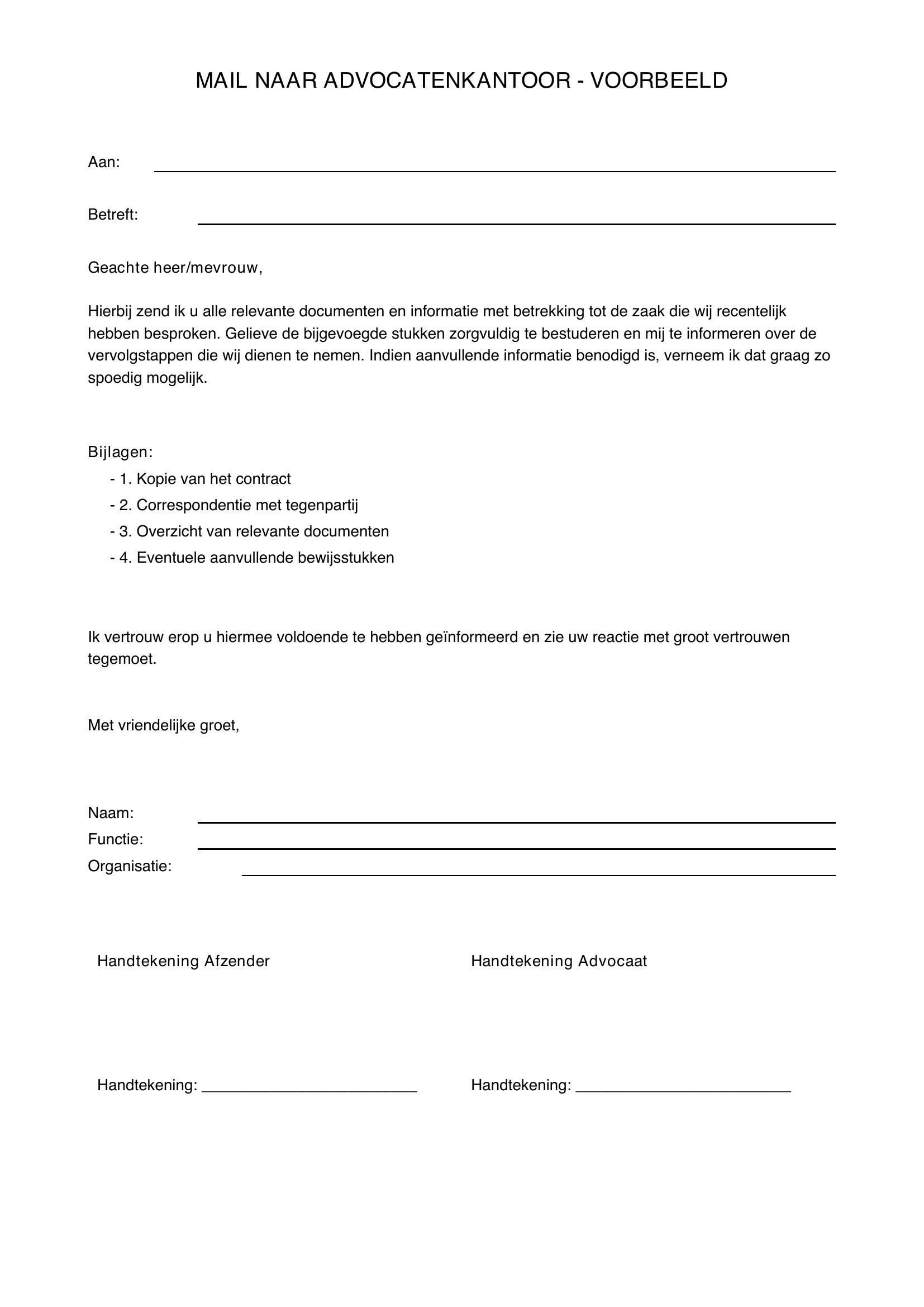 Mail Naar Advocaat Voorbeeld