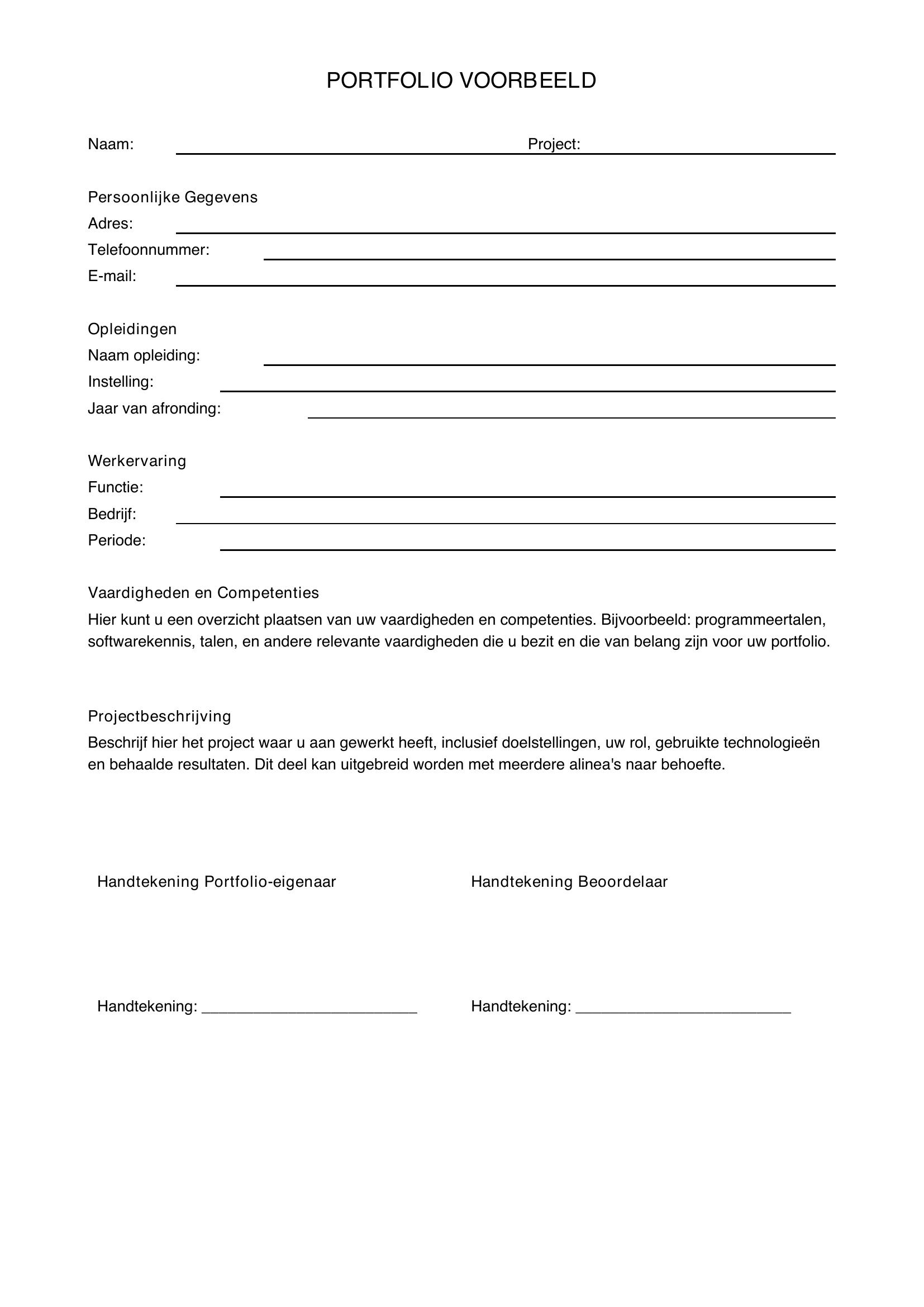 Portfolio Voorbeeld
