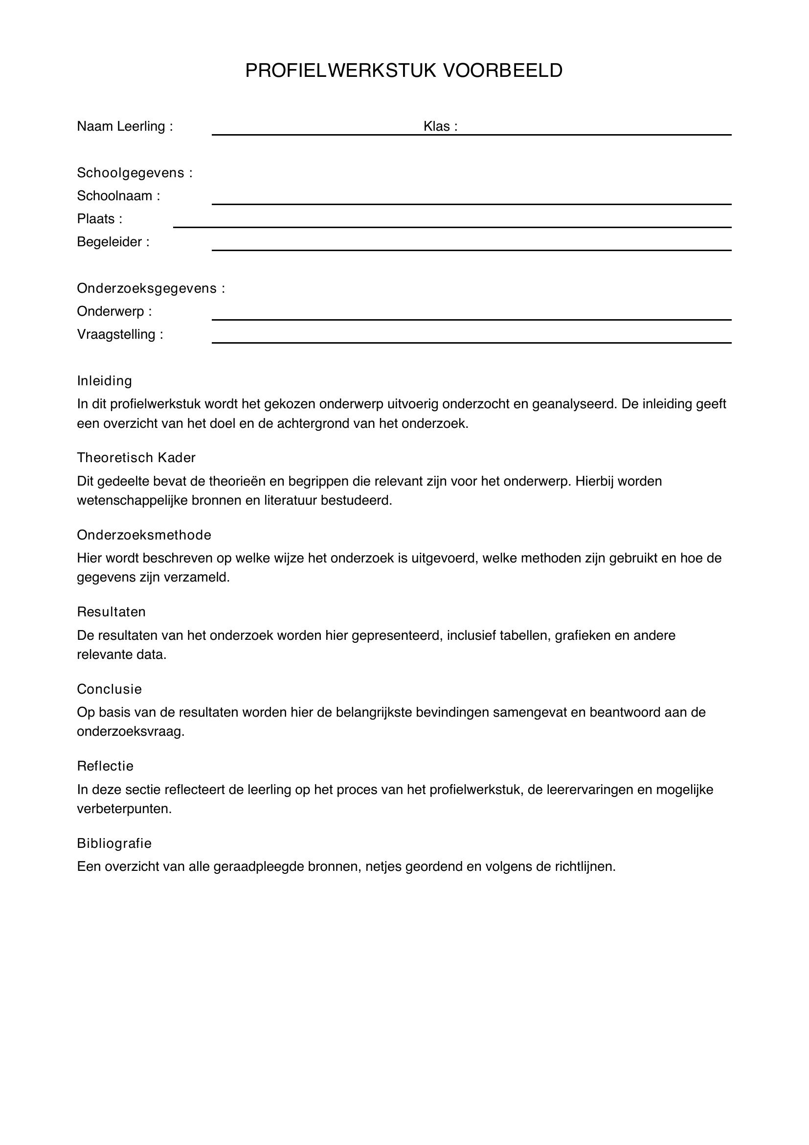 Profielwerkstuk Voorbeeld