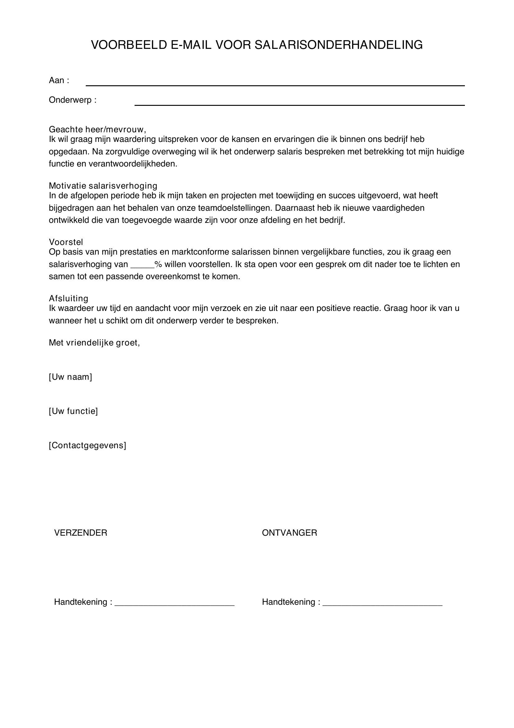 Salaris Onderhandelen Per Mail Voorbeeld