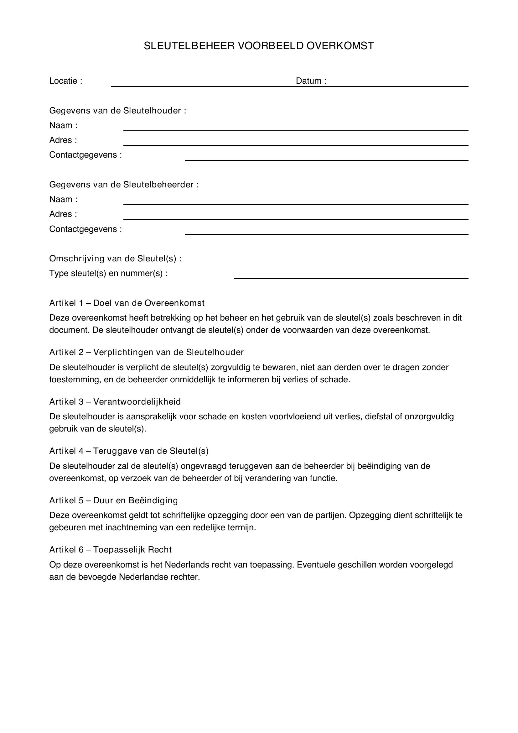 Sleutelbeheer Voorbeeld