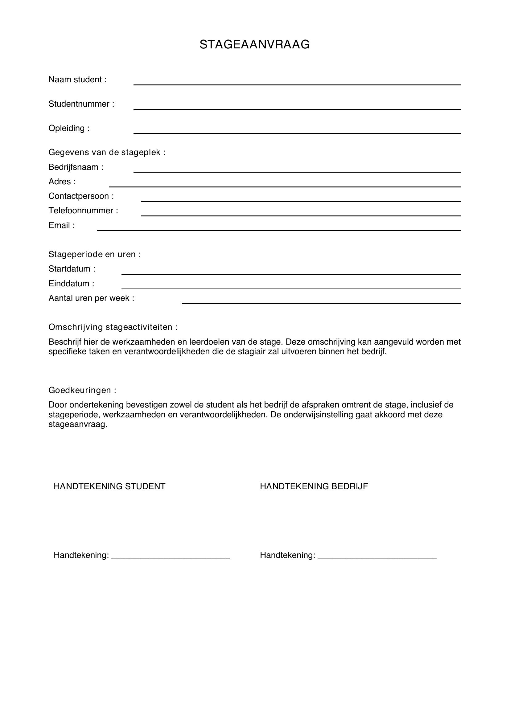 Stageaanvraag Of Stage Aanvraag