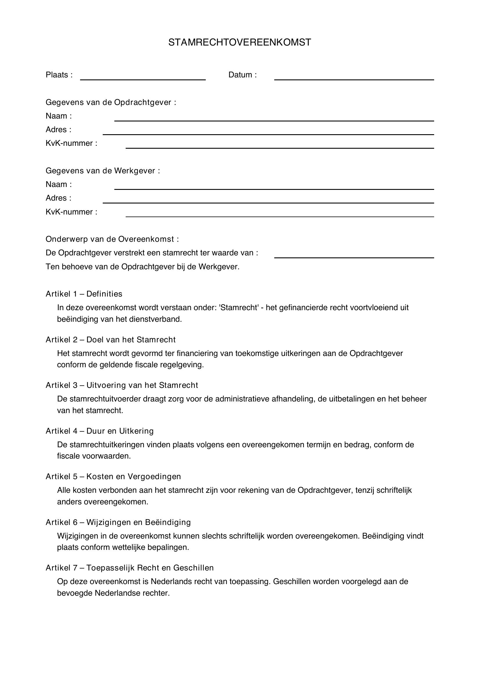 Stamrechtovereenkomst