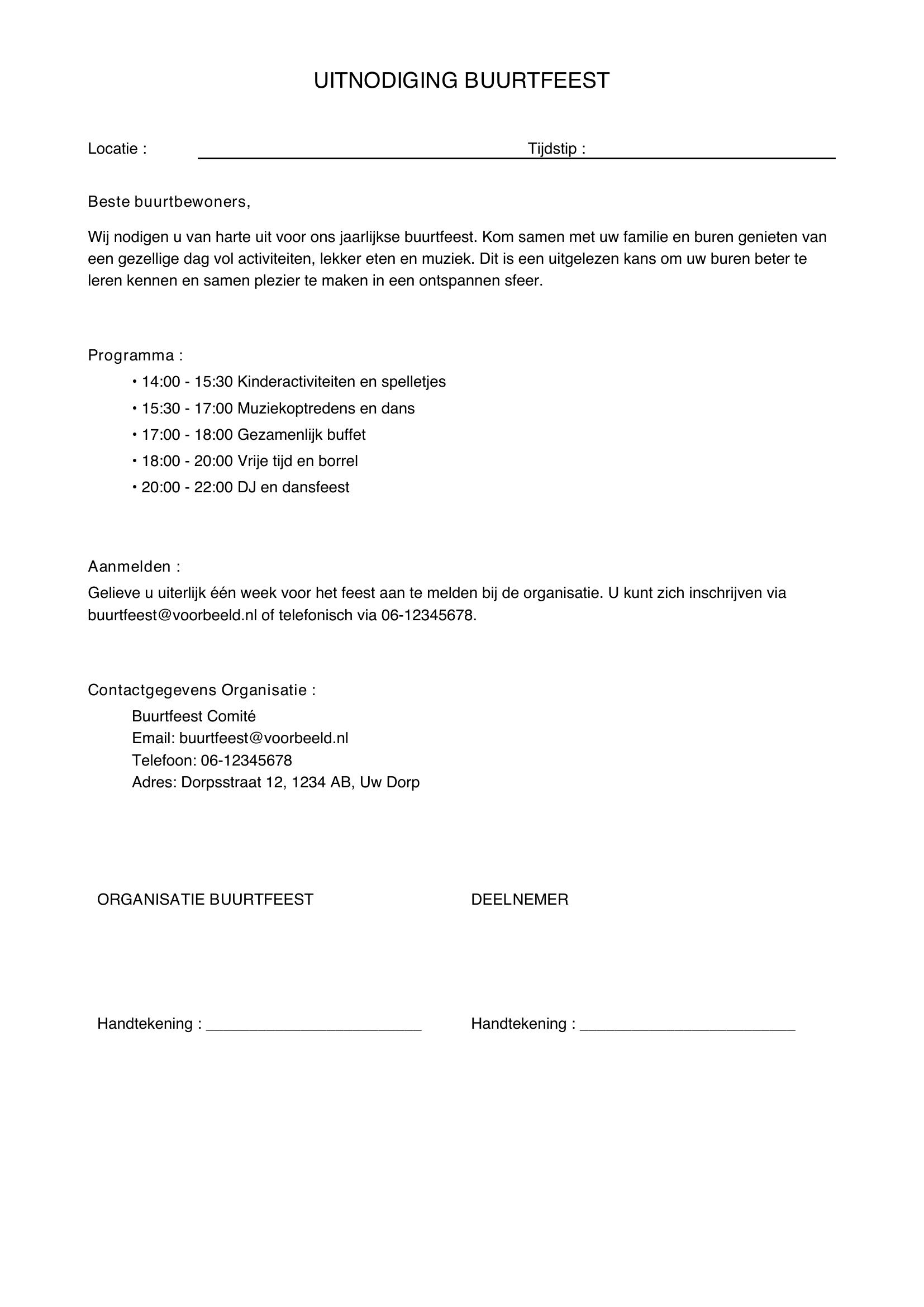 Uitnodiging Buurtfeest