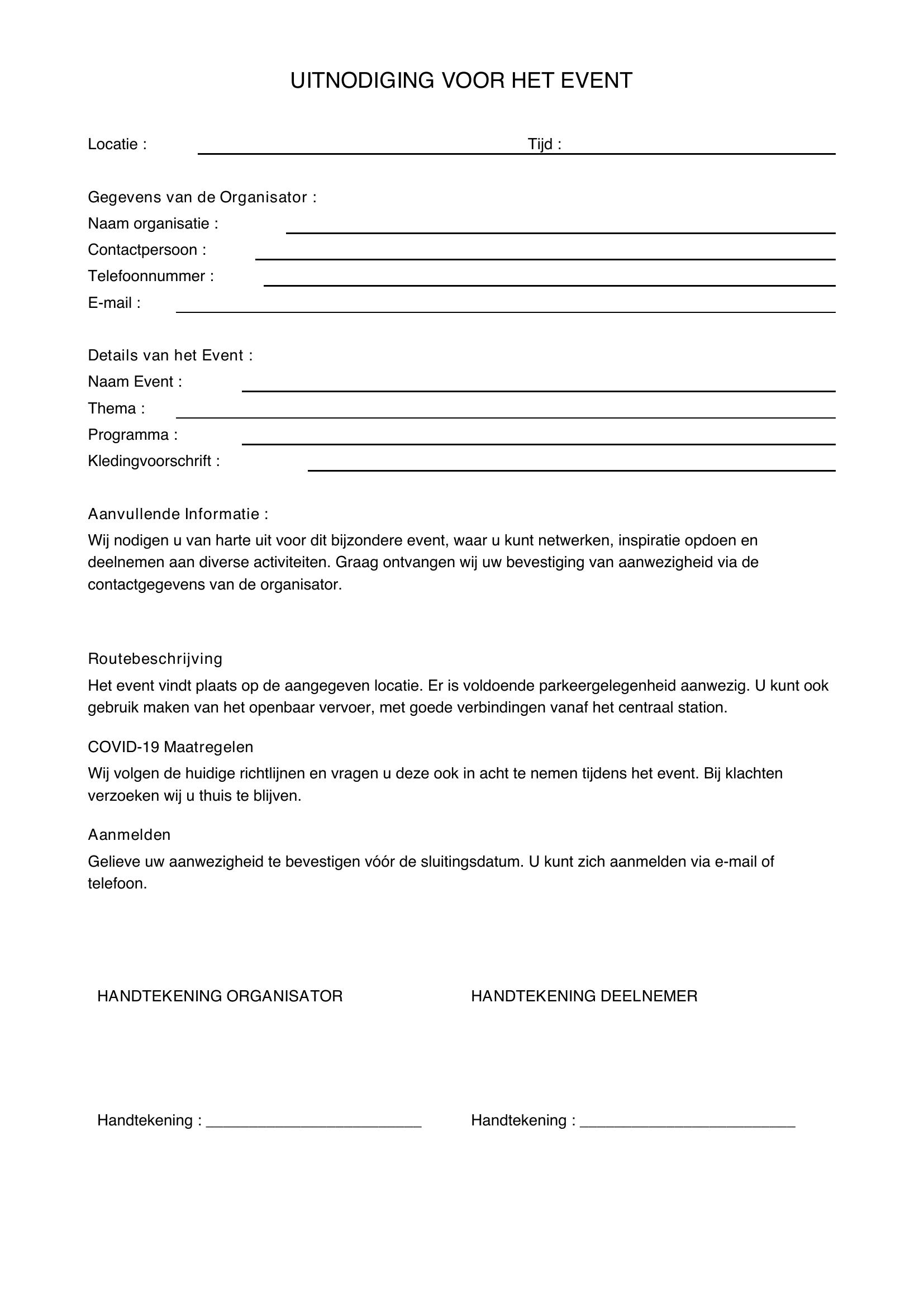 Uitnodiging Event Voorbeeld