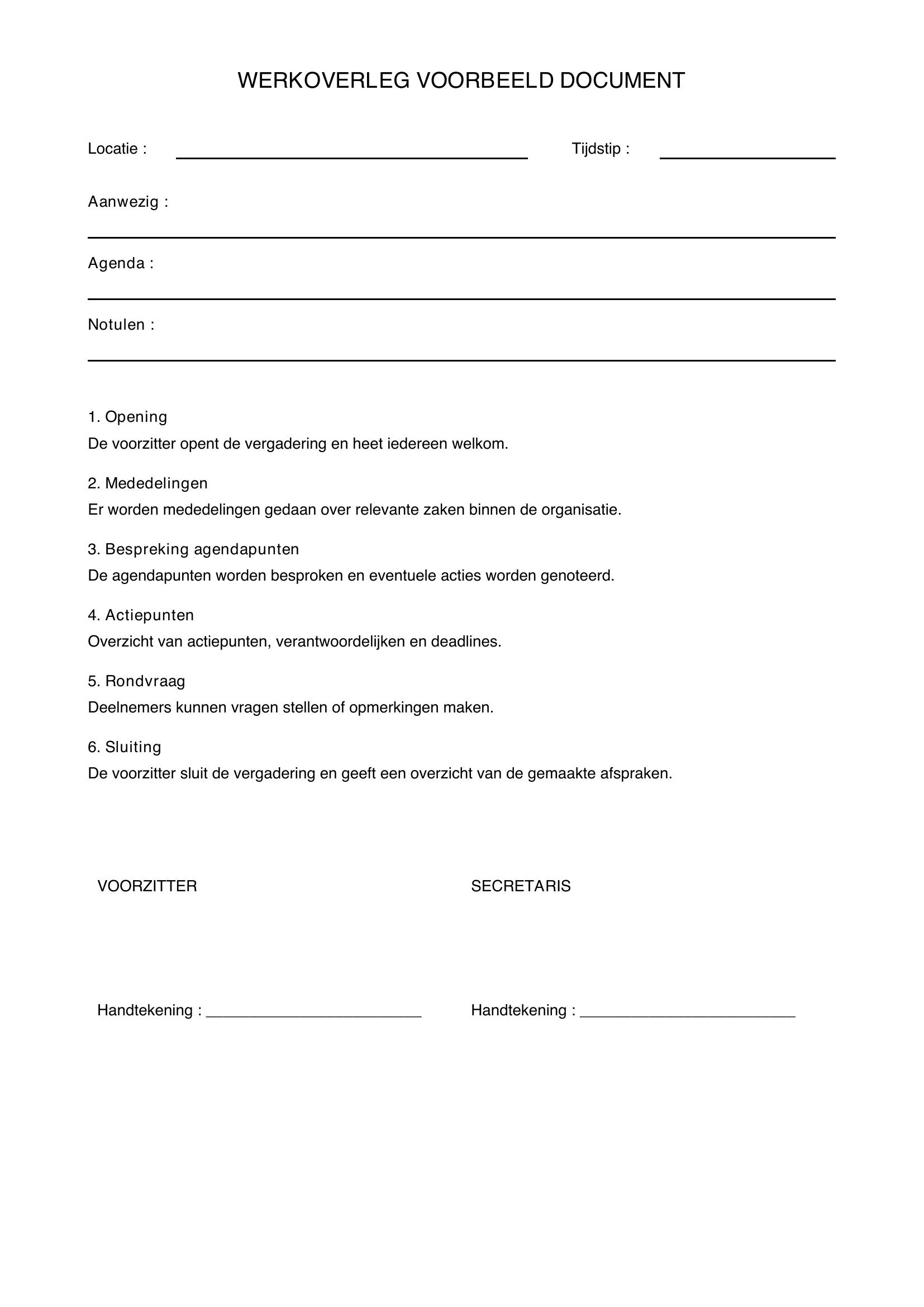 Werkoverleg Voorbeeld