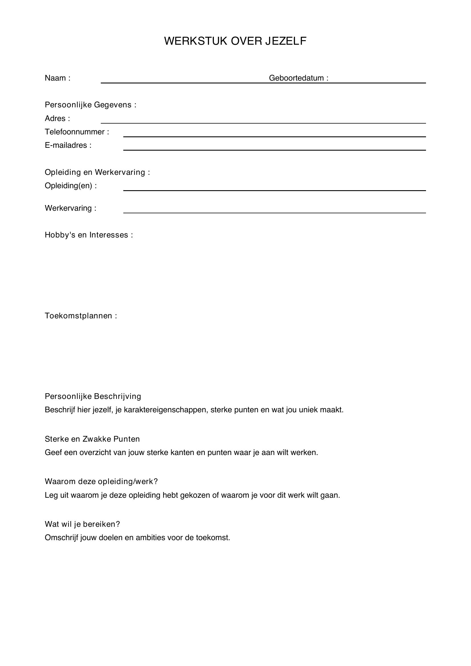 Werkstuk Over Jezelf